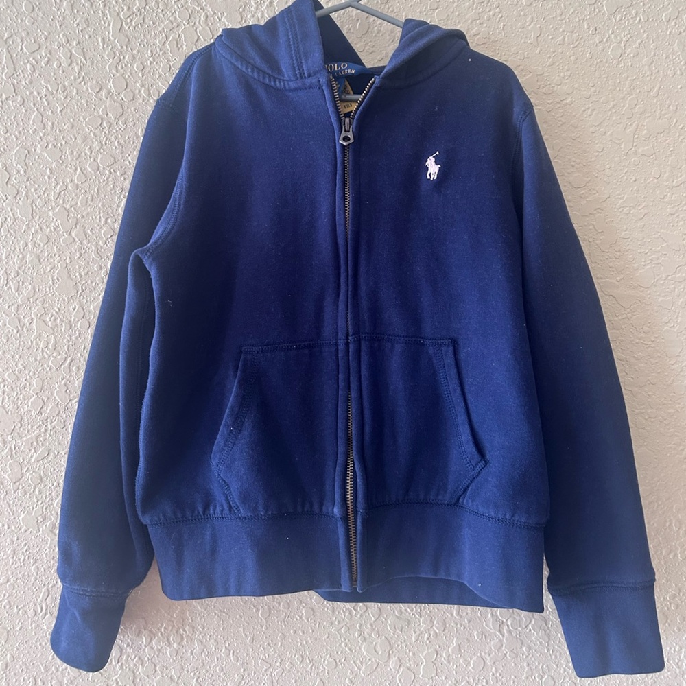 Polo by Ralph Lauren Kids Classic Blue Zip-up Hoodie Size(M 8-10)